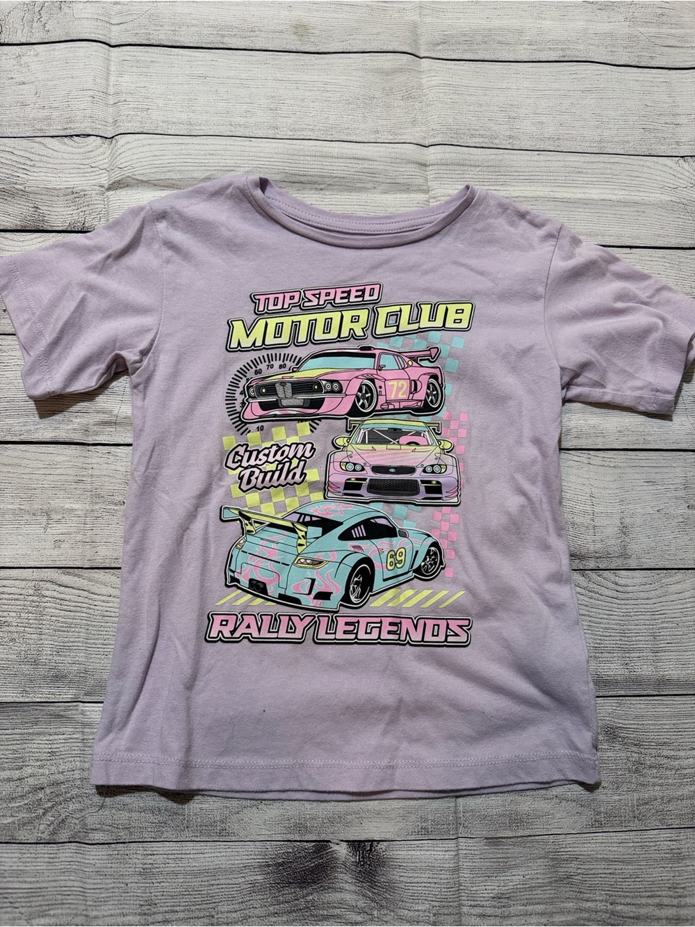 wonder nation Lavender Motor Club Short Sleeve Shirt size XS